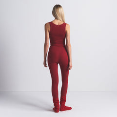 COTTON RIB LEGGING | BRICK