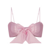 STRETCH SATIN TIE FRONT BRALETTE | HALITE