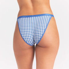 LIGHTWEIGHT COTTON LOGO PICOT STRING BIKINI | ARCTIC GINGHAM