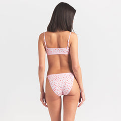 LIGHTWEIGHT COTTON LOGO PICOT STRING BIKINI | BABY PINK ARROWED HEARTS