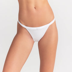 LIGHTWEIGHT COTTON LOGO PICOT STRING BIKINI | SNOW