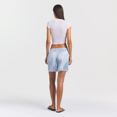 WOVEN SHINE LACE BOXER | PERIWINKLE WIDE STRIPE