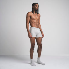 SKIMS COTTON MENS 3" BOXER BRIEF | LIGHT HEATHER GREY