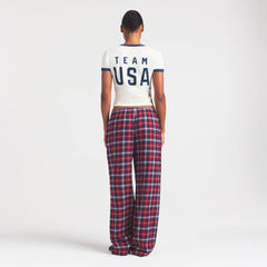 SKIMS FOR TEAM USA FLANNEL SLEEP OLYMPIC PANT | RED PLAID