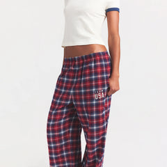 SKIMS FOR TEAM USA FLANNEL SLEEP OLYMPIC PANT | RED PLAID