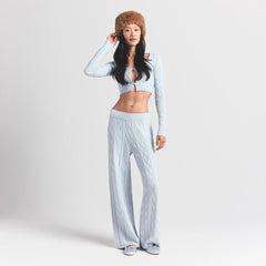 SWEATER KNITS CABLE KNIT STRAIGHT LEG PANT | ZEN BLUE