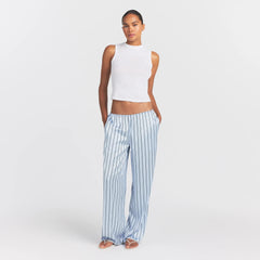 WOVEN SHINE LACE PANT | PERIWINKLE WIDE STRIPE