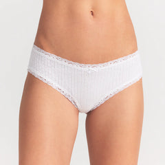 LIGHTWEIGHT COTTON POINTELLE LACE BRIEF | SNOW