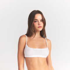 LIGHTWEIGHT COTTON POINTELLE SCOOP BRALETTE | SNOW