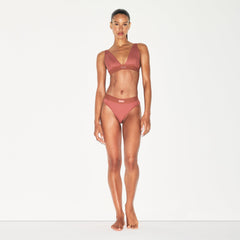 COTTON RIB PLUNGE BRALETTE | REDWOOD
