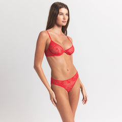 ULTRA FINE LACE UNLINED SCOOP BRA | RUBY