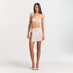 ULTRA FINE MESH BOW BRA | IVORY