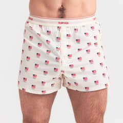 SKIMS FOR TEAM USA COTTON POPLIN MENS OLYMPIC BOXER | ECRU