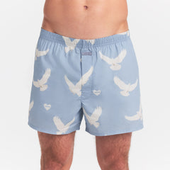 COTTON POPLIN MENS BOXER | AERO TEXTURED DOVE PRINT