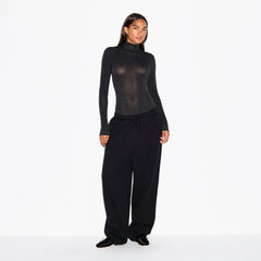 SHEER MODAL LONG SLEEVE TURTLENECK BODYSUIT | ONYX