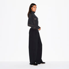 SHEER MODAL LONG SLEEVE TURTLENECK BODYSUIT | ONYX