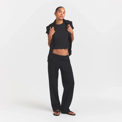HEAVYWEIGHT CREPE STRAIGHT LEG PANT | OBSIDIAN