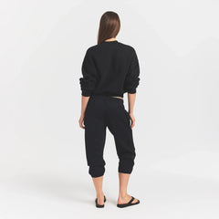 HEAVYWEIGHT CREPE CROPPED JOGGER | OBSIDIAN