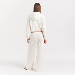WOVEN COTTON OVERSIZED STRAIGHT LEG PANT | EGRET