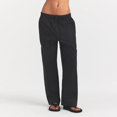 WOVEN COTTON OVERSIZED STRAIGHT LEG PANT | ONYX