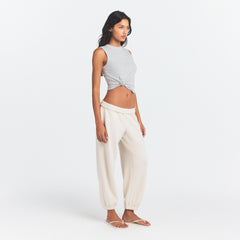 DRAPEY FRENCH TERRY CROPPED JOGGER | BUFF