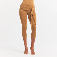 CUPRO JERSEY WRAP CAPRI | ALMOND