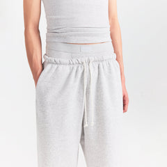 FLEECE LOUNGE MENS RELAXED LONG SHORT | LIGHT HEATHER GREY