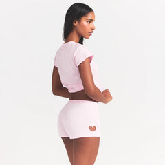 WORN IN JERSEY HEART MICRO SHORT | BABY PINK