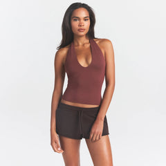 FRENCH TERRY RAW EDGE SHORT | ESPRESSO