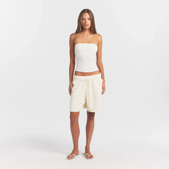 FRENCH TERRY LONG SHORT | ECRU