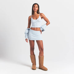 SWEATER KNITS CABLE KNIT MINI SKIRT | ZEN BLUE