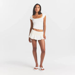 COTTON JERSEY FOLDOVER MINI SKORT | MARBLE
