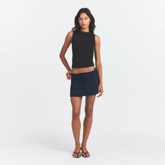 DRAPEY FRENCH TERRY MINI SKIRT | NAVY