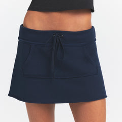 DRAPEY FRENCH TERRY MINI SKIRT | NAVY