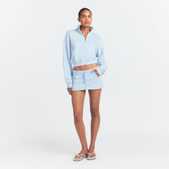 DRAPEY FRENCH TERRY MINI SKIRT | POWDER BLUE