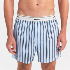 COTTON POPLIN MENS LOGO BAND BOXER | PERIWINKLE STRIPE