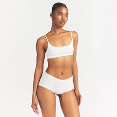 LIGHTWEIGHT COTTON POINTELLE LACE BOY SHORT | SNOW