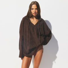 TERRY COVER-UPS OVERSIZED HOODIE | DARK SEPIA