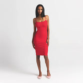 SOFT LOUNGE MIDI SLIP DRESS | CHERRY