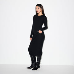 FEATHERWEIGHT CASHMERE LONG DRESS | ONYX