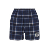 SKIMS FOR TEAM USA FLANNEL SLEEP MENS OLYMPIC SHORT | NAVY PLAID