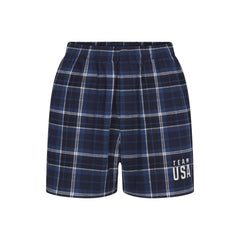 SKIMS FOR TEAM USA FLANNEL SLEEP MENS OLYMPIC SHORT | NAVY PLAID