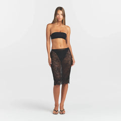 ULTRA FINE LACE MIDI SKIRT | OBSIDIAN