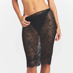 ULTRA FINE LACE MIDI SKIRT | OBSIDIAN