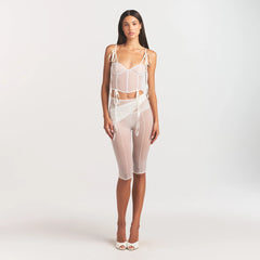 ULTRA FINE MESH BOW CORSET | IVORY