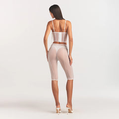 ULTRA FINE MESH BOW CORSET | IVORY