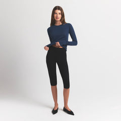 FEATHERWEIGHT CASHMERE LONG SLEEVE TOP | INDIGO