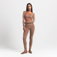 WOOL RIB LONG SLEEVE SUPER CROPPED TOP | SIENNA
