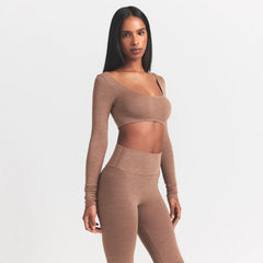 WOOL RIB LONG SLEEVE SUPER CROPPED TOP | SIENNA