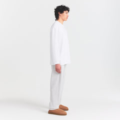 HEAVYWEIGHT COTTON MENS RELAXED LONG SLEEVE T-SHIRT | CHALK